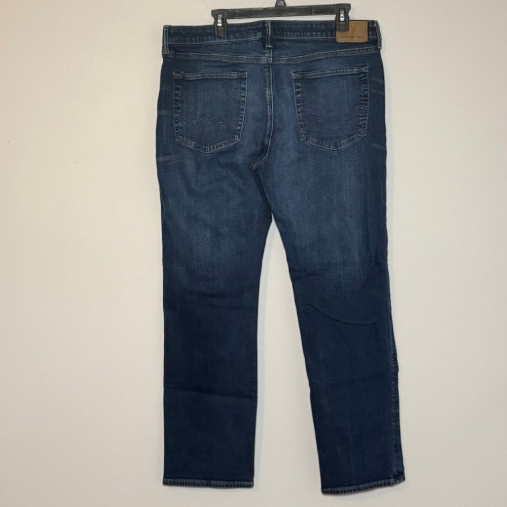 American Eagle Airflex+ Slim Straight Dark Wash Jeans Mens 36x32 Indigo 6249 - Picture 2 of 8